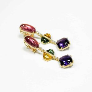 Multicolour Stone Drop Earrings